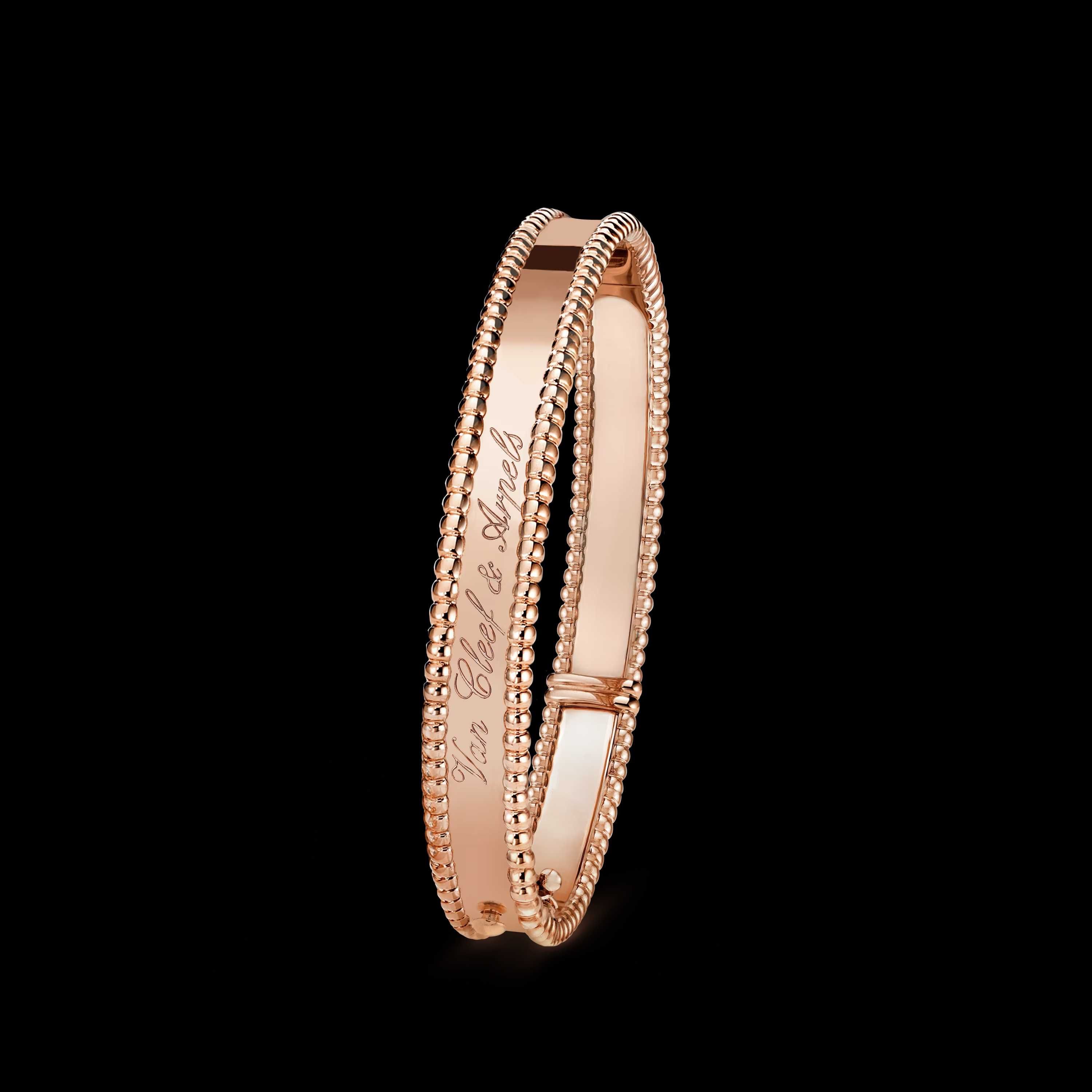 Van Cleef & Arpels VCA Rose Gold Perlée Signature Дамска Гривна