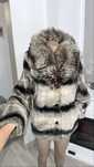 Haina din blana natural chinchilla, cu vulpe argintie