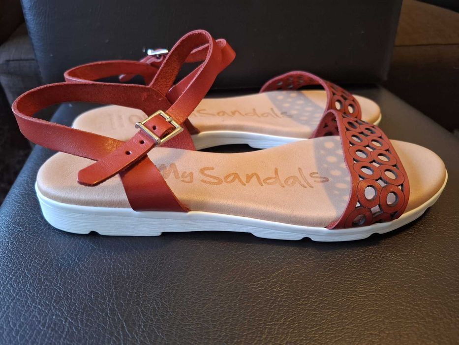 sандали Oh My Sandals от естествена кожа, червени