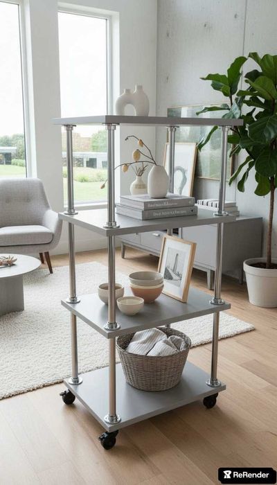 Помощна маса/ козметична количка етажерка ПДЧ Айви мебел