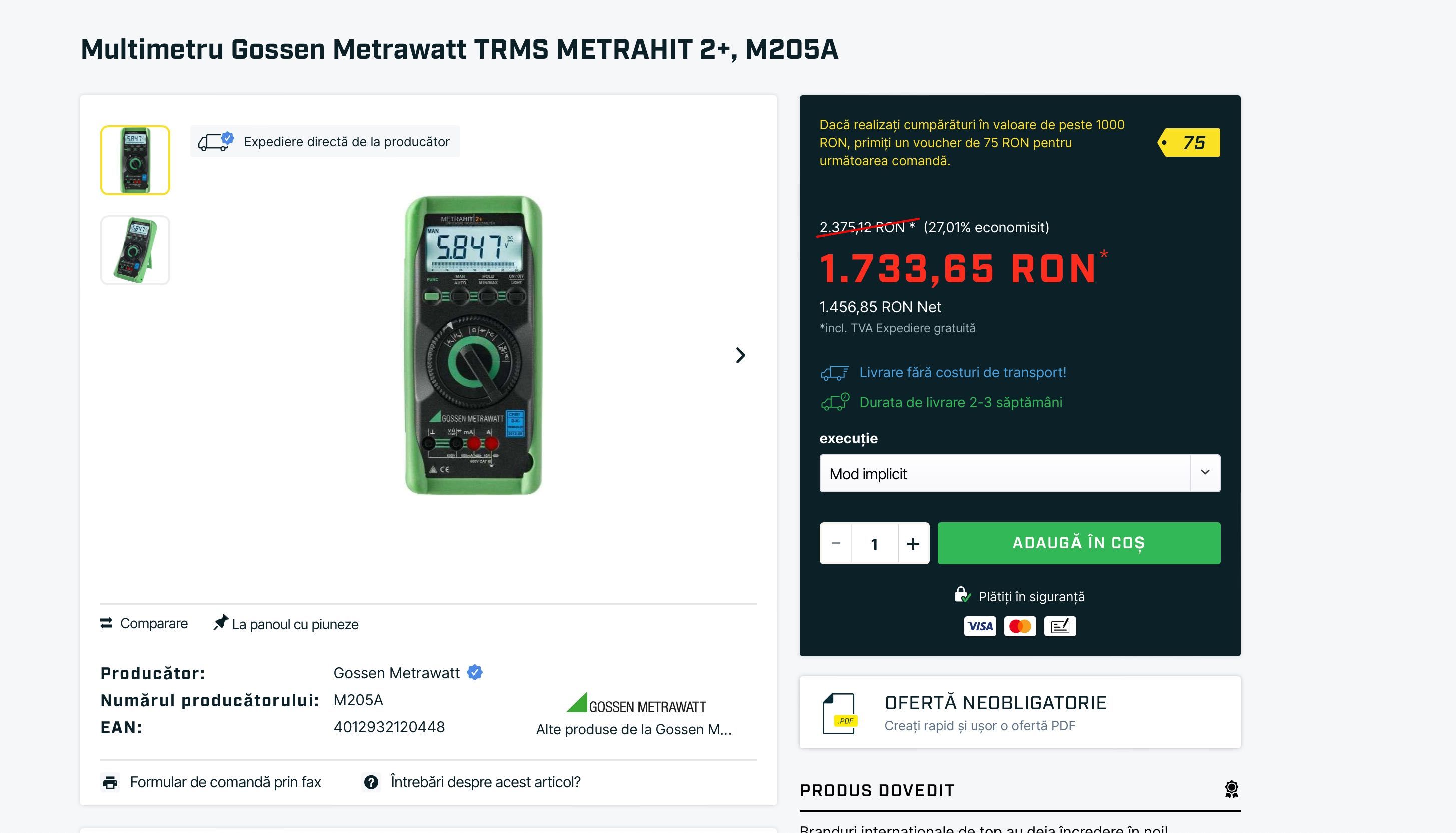 Aparat de masura / Multimetru Gossen Metrawatt METRAHIT 2+