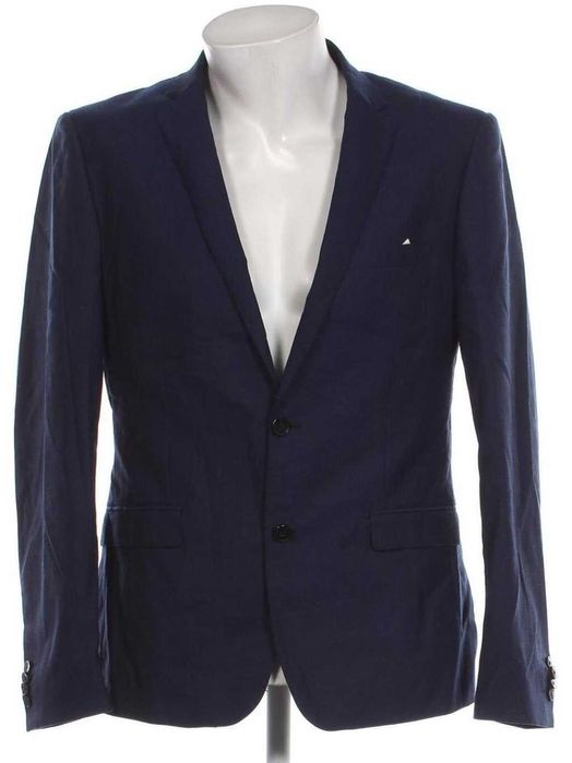 Sacou blazer slim 52 XL premium WE lana super 110's albastru