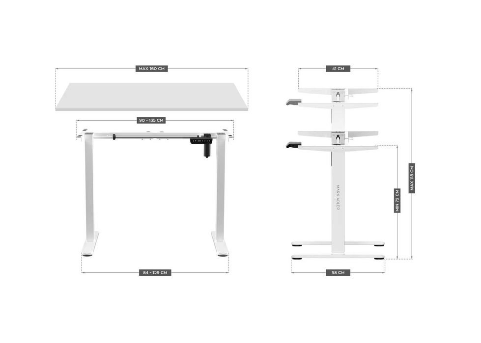Birou Mark Adler Xeno 4.1, reglabil electric 72-118 cm, Memorie, Alb