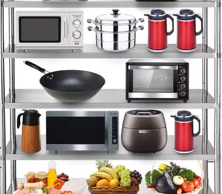 Raft de depozitare inox de bucatatie  4 polite 118x47x152cm