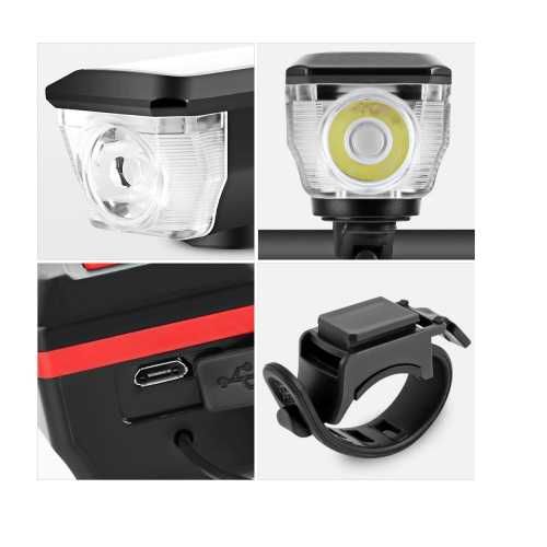 Far lampa cu panou solar pentru bicicleta / trotineta, claxon