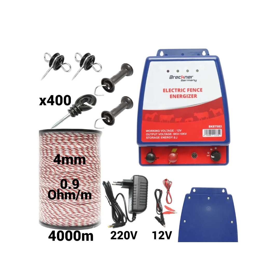 Kit pachet gard electric 6 Joule 12 220V fir 4000m 400 izolatori