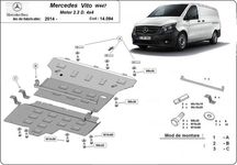 Scut motor metalic pentru Mercedes Vito 1996-prezent - otel 2-2.5mm