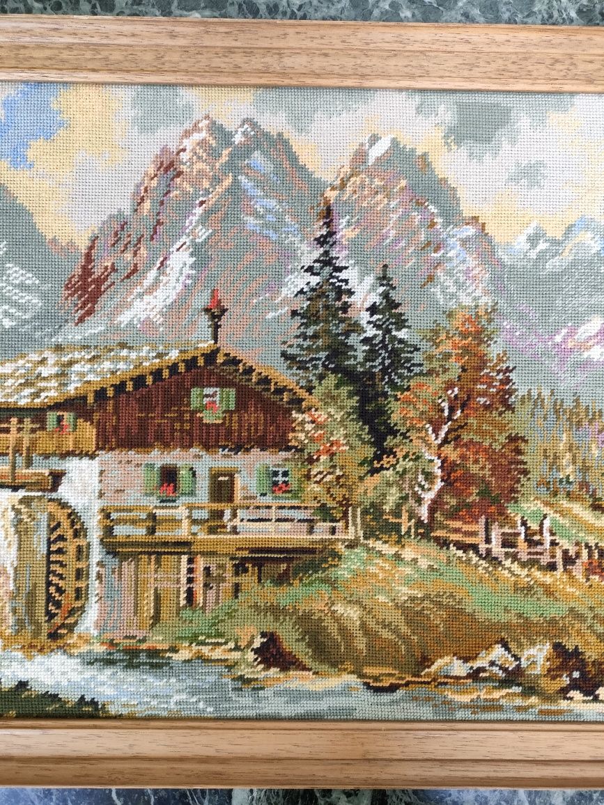 Tablou goblen din lana naturala antic retro peisaj natura Elveția