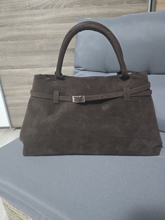 Кафява велурена чанта