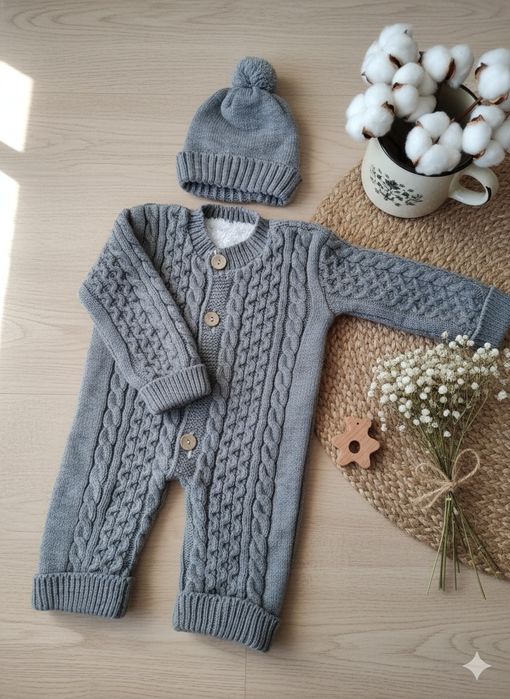 Красивый вязанный комбинезон  осень -зима