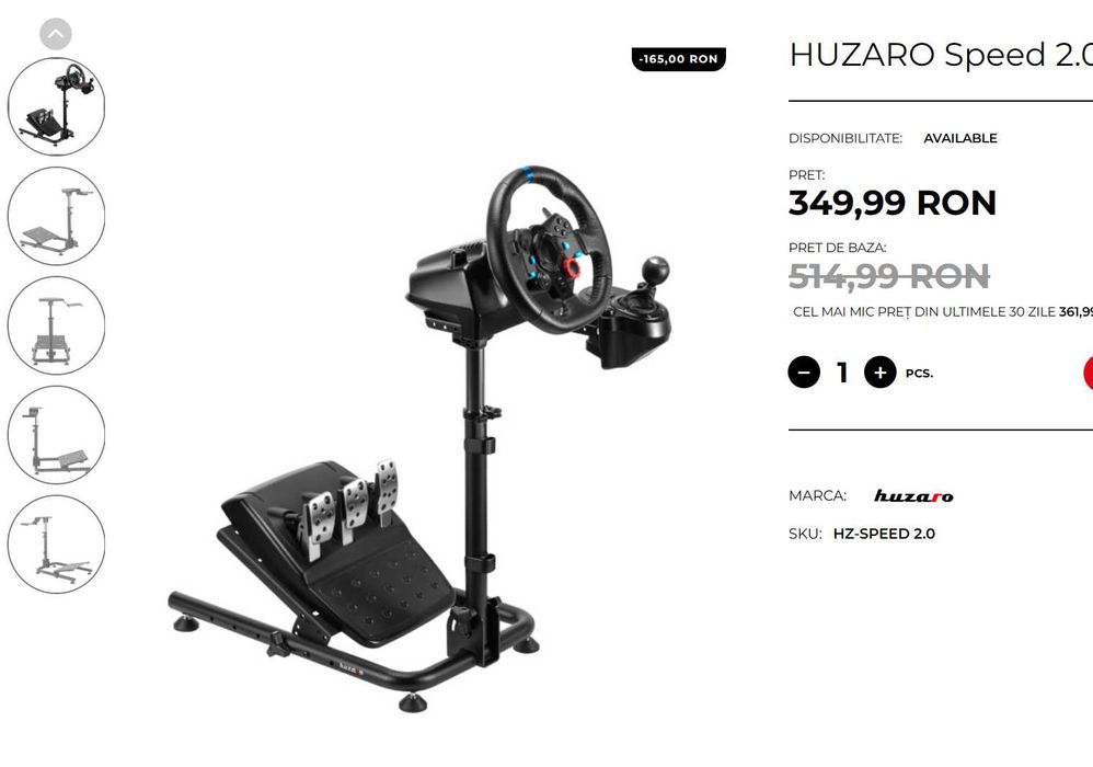 HUZARO Speed 2.0 Suport pentru Volan - in stare excelenta