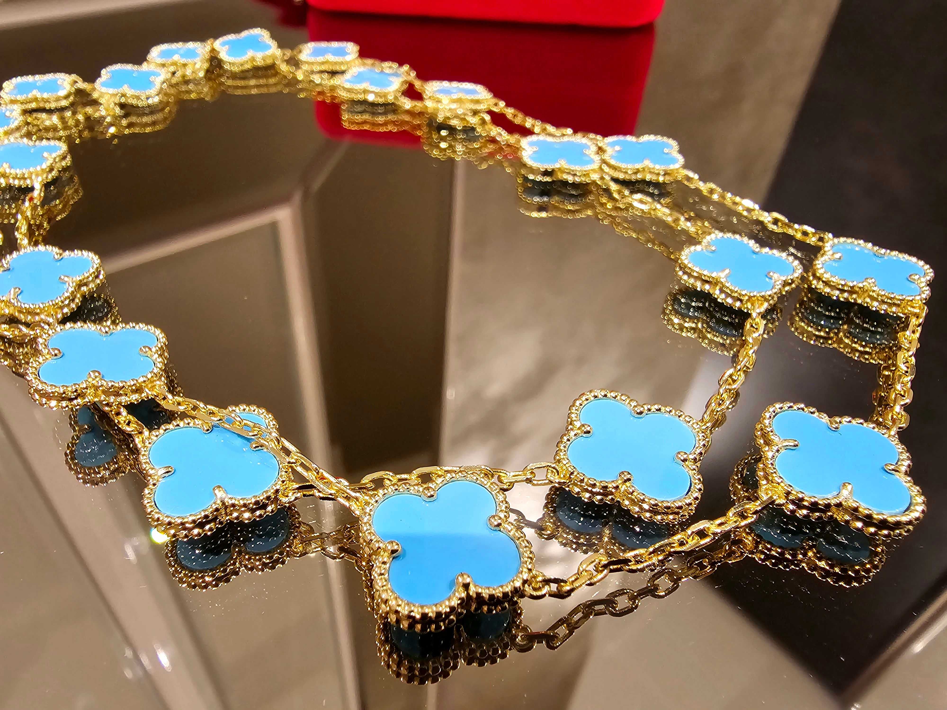 Van Cleef & Arpels VCA Gold Turquoise Agate 20 Alhambra Дамско Колие
