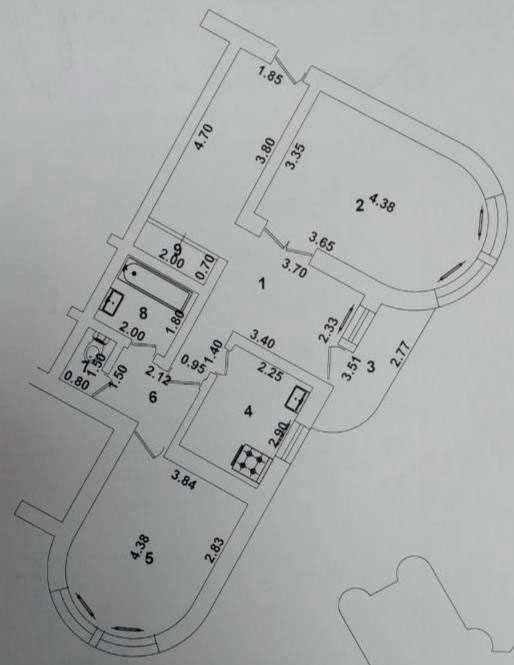 ул.Нукус+ул.Бабура,1 Нотариус,2-комнатная,14/16,68 м²,ремонт