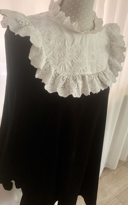 Rochie din catifea guler embroided Paris Atelier Other Stories