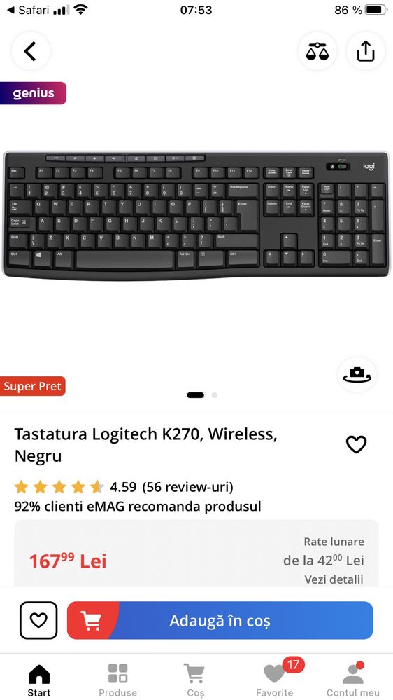 Tastatura logitech k270