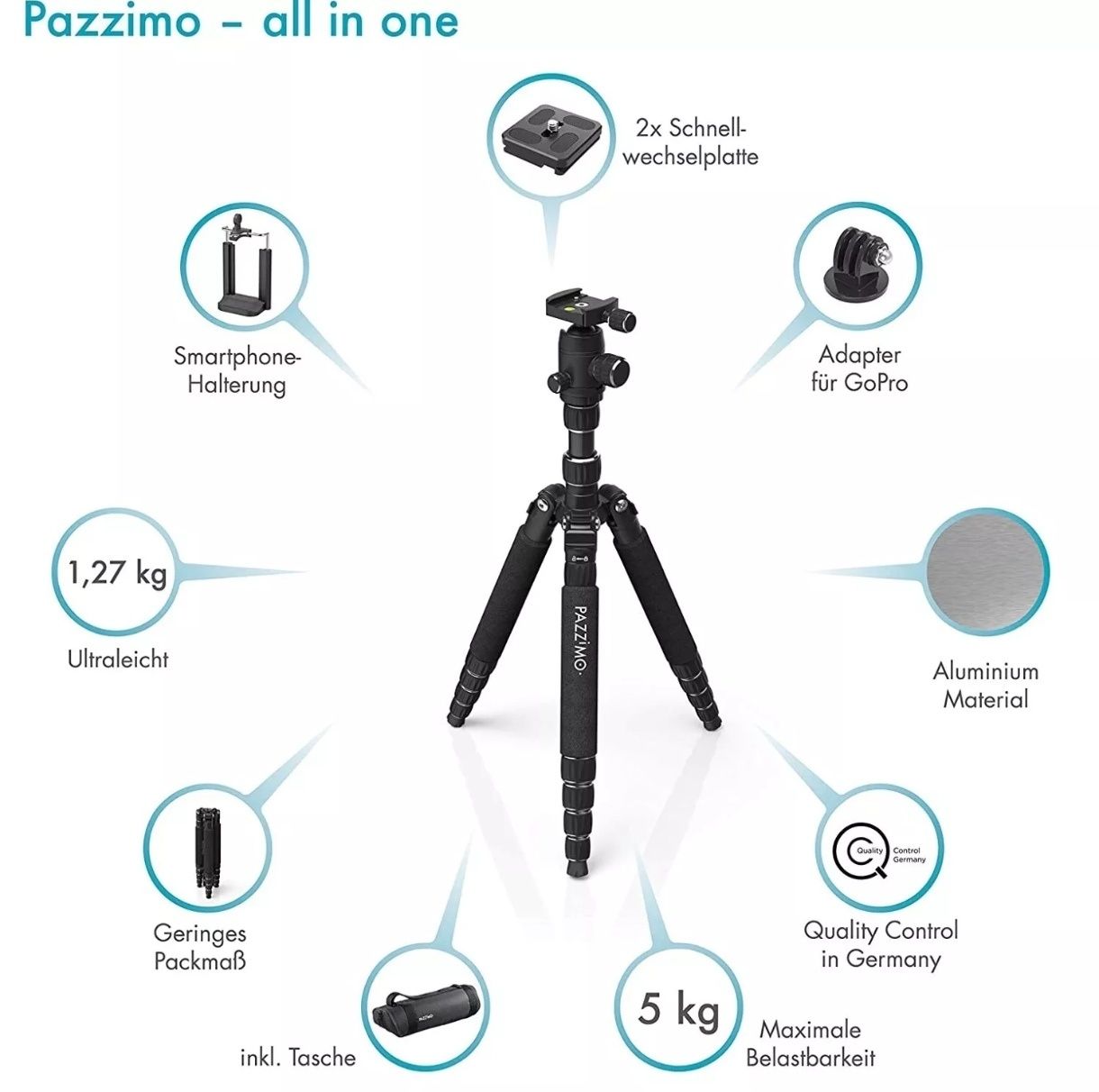 Статив Pazzimo за камера, телефон и Go Pro