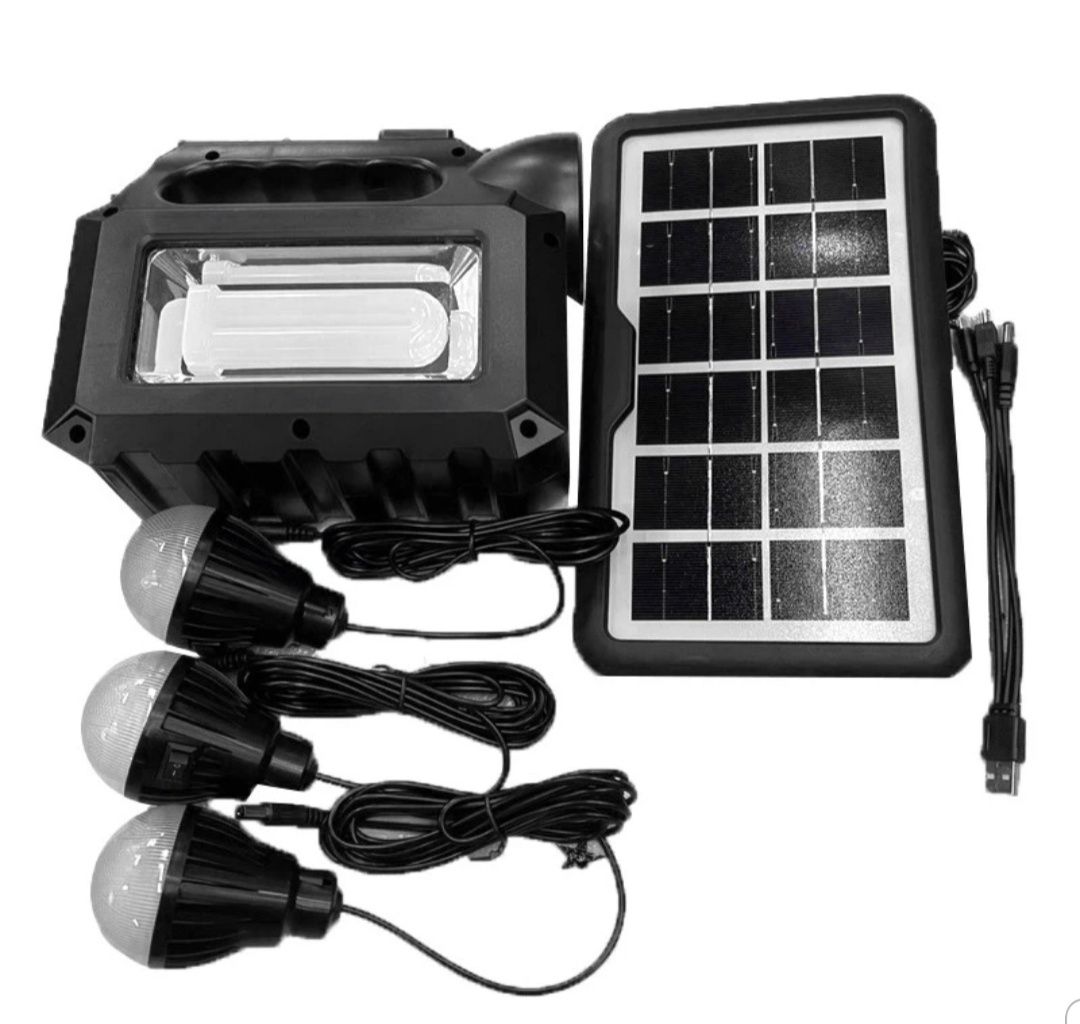 Kit solar portabil Gdlite GD8017 MK 3 becuri USB MP3 lanterna FM