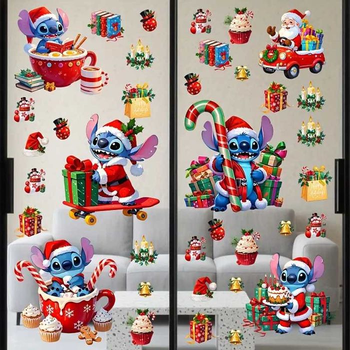 Коледна декорация Stitch/Стич –дървени топки, коледни чорапи и стикери