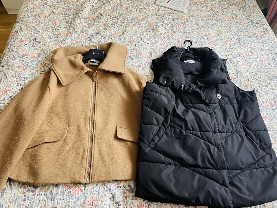 Жакет Reserved L бежов и Oversized черен елек Reserved M