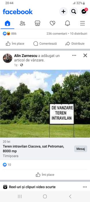 Teren intravilan în Petroman