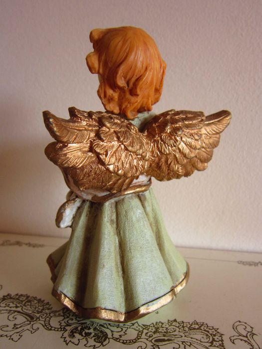 cadou rar Craciun Inger superb cu rochie Verde colectie Germania 1980