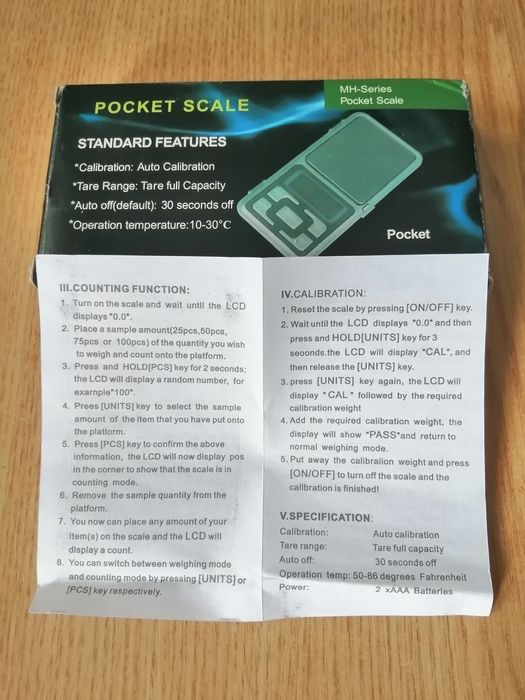 Cântar de precizie portabil - 0.01 grame, capacitate 200 grame