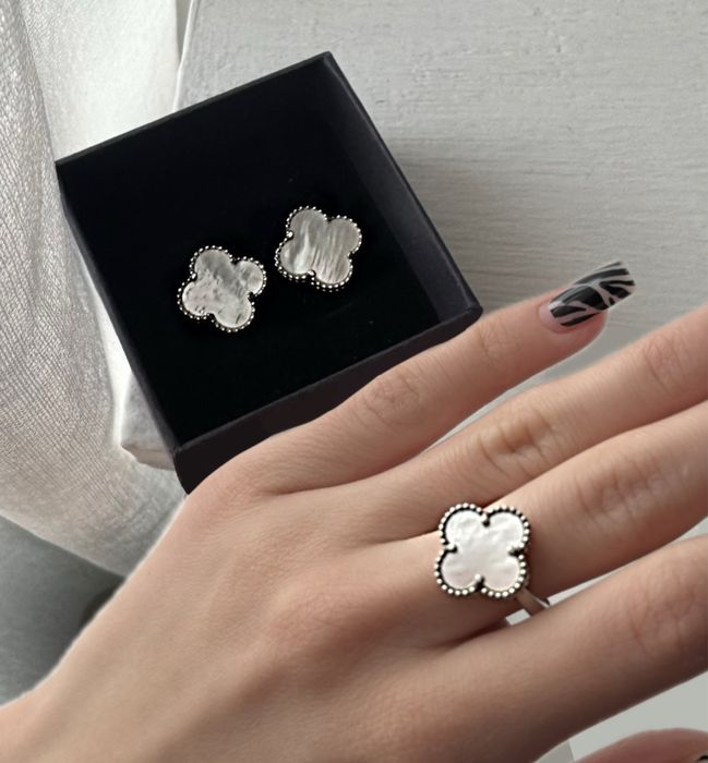 Van Cleef. Серебро. Серьги. Кольцо