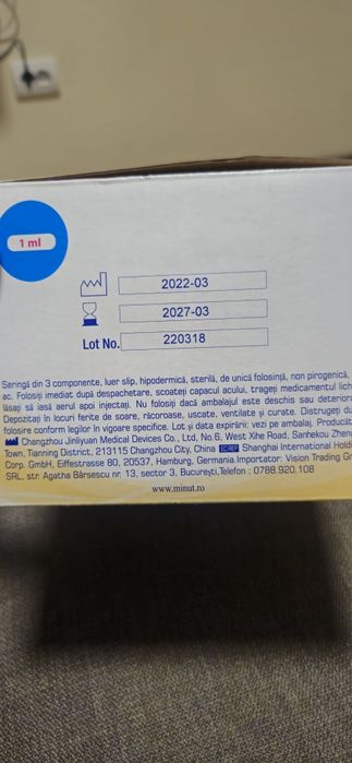 Set seringi 1ml cu ac detașabil insulina