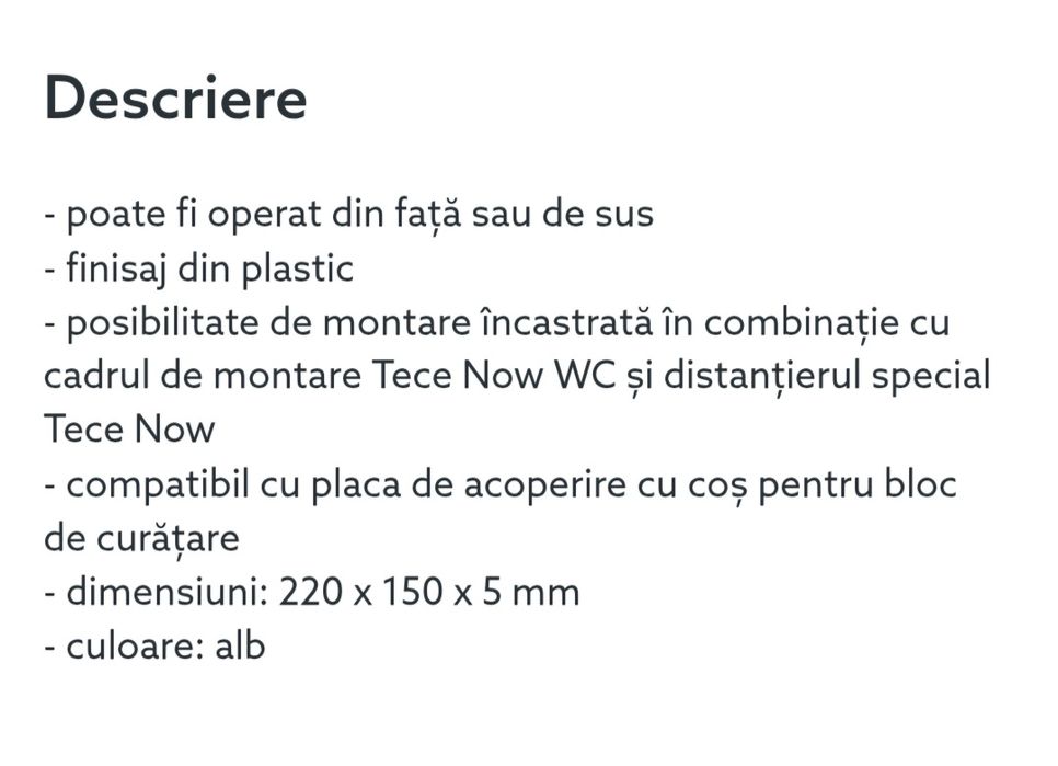 Vând clapetă WC Tece NOW,