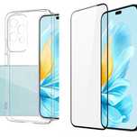 Honor 200 Lite/SMART Husa Silicon Neagra Transparenta si Folie Sticla
