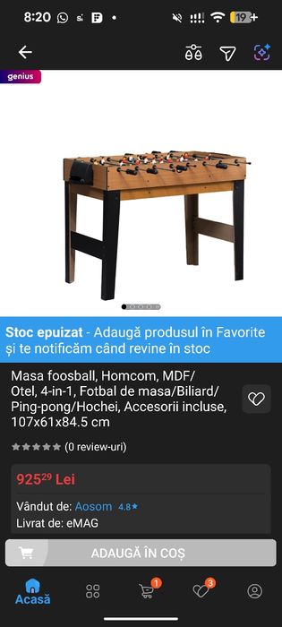 Masa foosball, biliard, hockey, ping pong