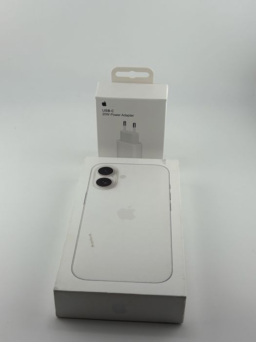 Apple iPhone 16, 128GB, 5G, White, sigilat, pachet FULL