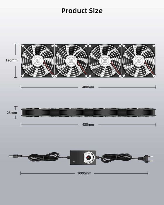 Ventilator cooler RUIZHI 480 mm 12V cu viteză reglabilă