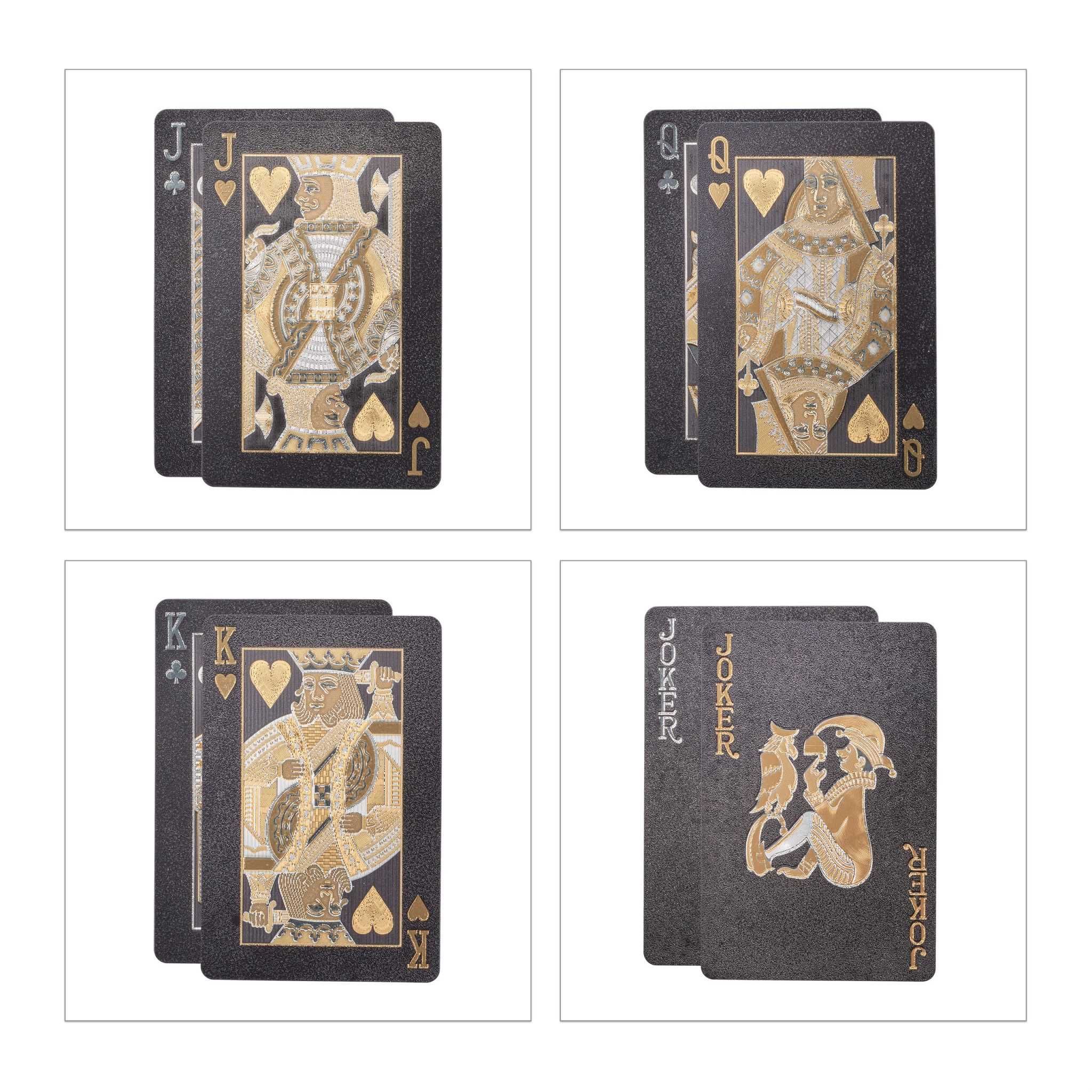 Carti joc poker, rezistente la apa, 54 de carti, negru/argintiu/auriu
