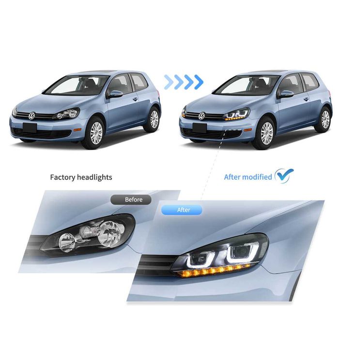 Комплект фарове с динамични мигачи за VW GOLF 6 2008 - 2012