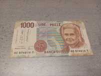 Vând bancnota 1000 lire italiene
