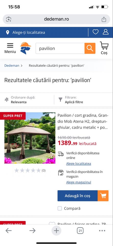 Vand pavilion si masa cu sezlong