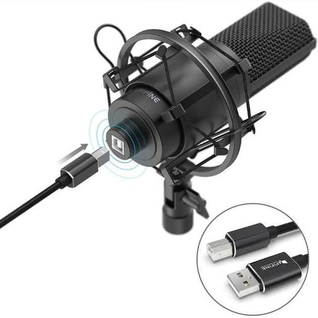 Конденсаторный микрофон FIFINE K780 BLACK со стойкой и поп-фильтром