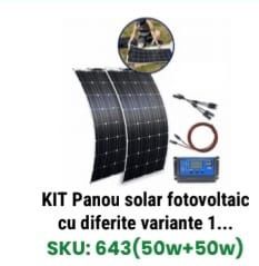 Chit cu 2 panouri solare fotovoltaice flexibile 50W cu regulator