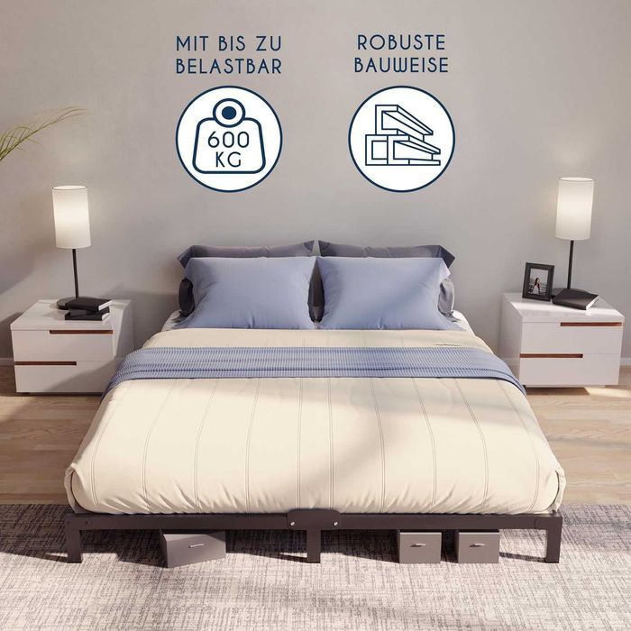 Cadru metalic pat Dreamzie 180 x 200 cm, inaltime 25 cm, negru