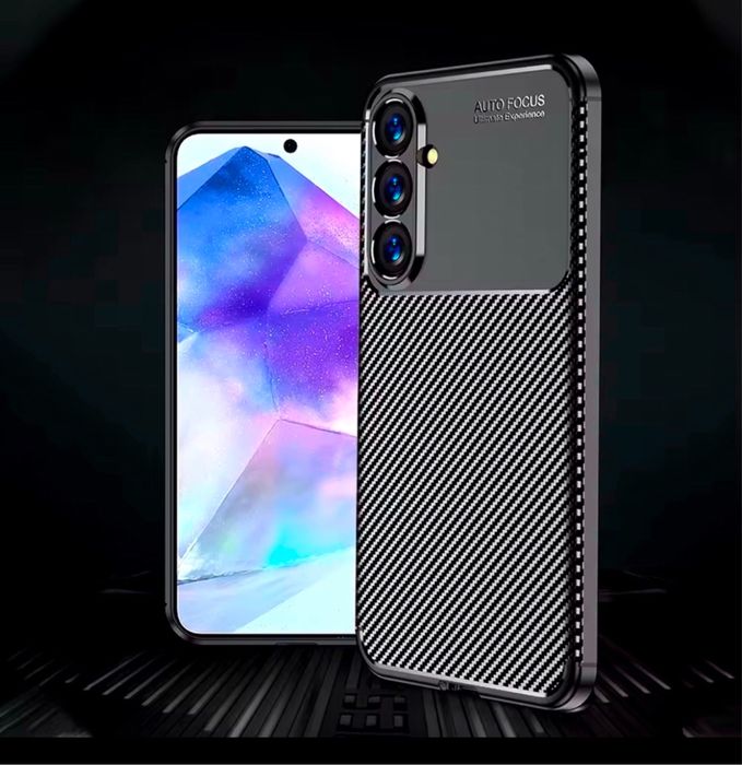 Samsung S21/S23/S24/S25 Plus Ultra Husa Autofocus Carbon Silicon Neagr