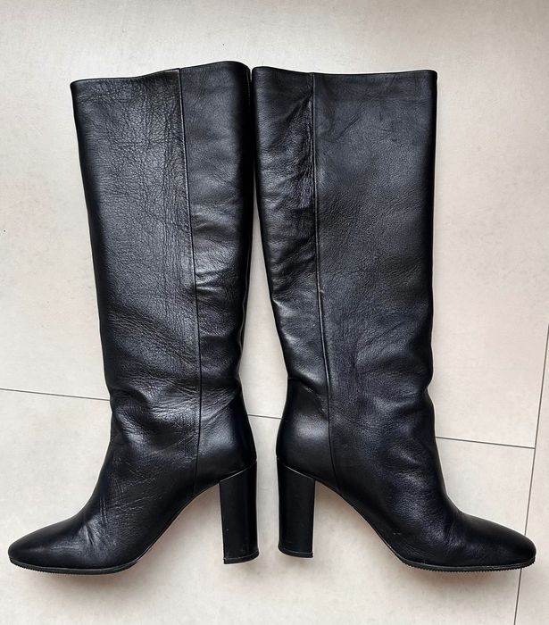 Дамски ботуши естествена кожа, размер 40, черни