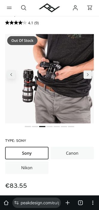 Kit prindere curea peak design capture lens Sony fe