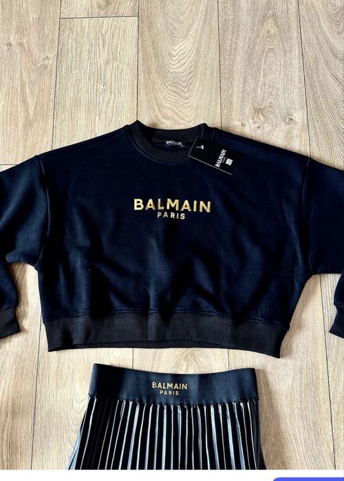 Balmain!Разкошен есенен сет пола солей и суичър кроп