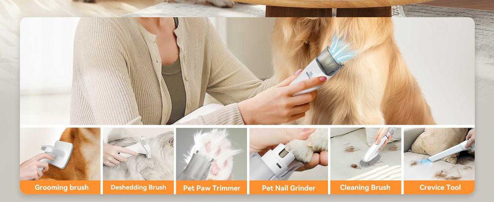 Oneisall kit ingrijire animale tuns+periat cu aspir,REDUS de la 725RON