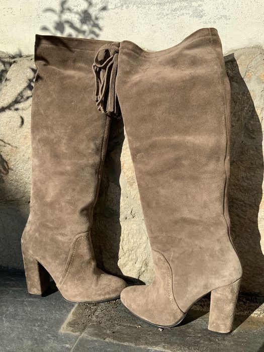 Дамски елегантни ботуши Дарис,естествен велур