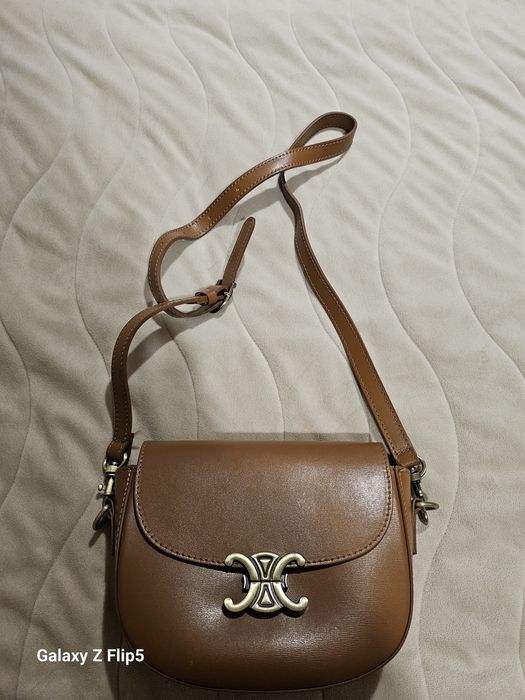 Чанта CELINE естествена кожа и велур