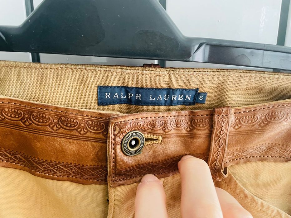 Pantaloni cu inserții piele naturala Ralph Lauren