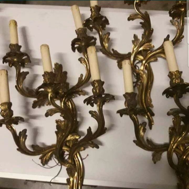 Două perechi de candelabre - aplice din bronz dorè