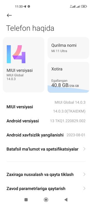 MI 11 ultra sotiladi